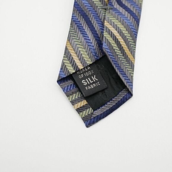 Calvin Klein Gray‎ Multi-Colored Striped Woven Wide Silk Tie - Picture 4 of 6
